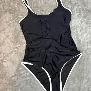 Sherry DC Black One-Piece Swimsuit with White Trim